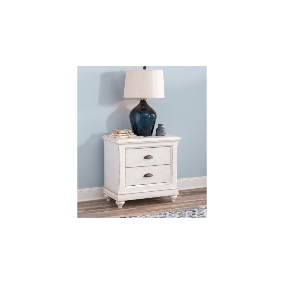 nayvee aged white nightstand   