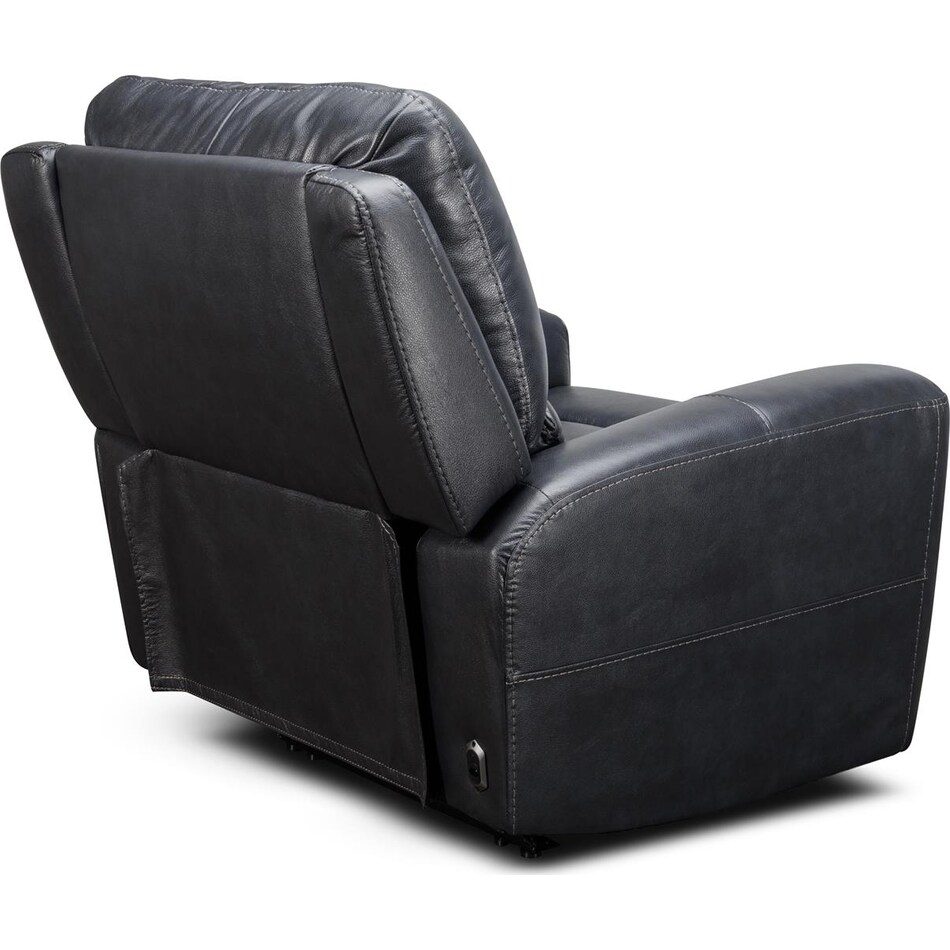 nebula black power leather recliner   