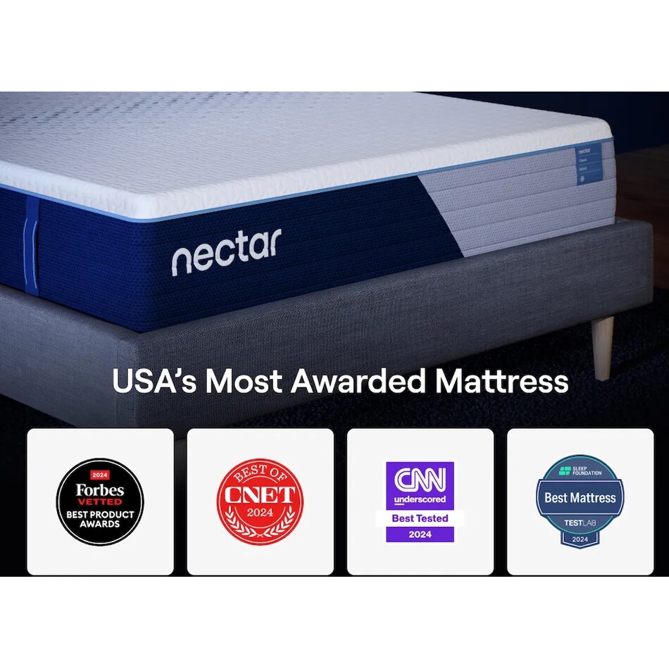 nectar classic hybrid white mattress queen   