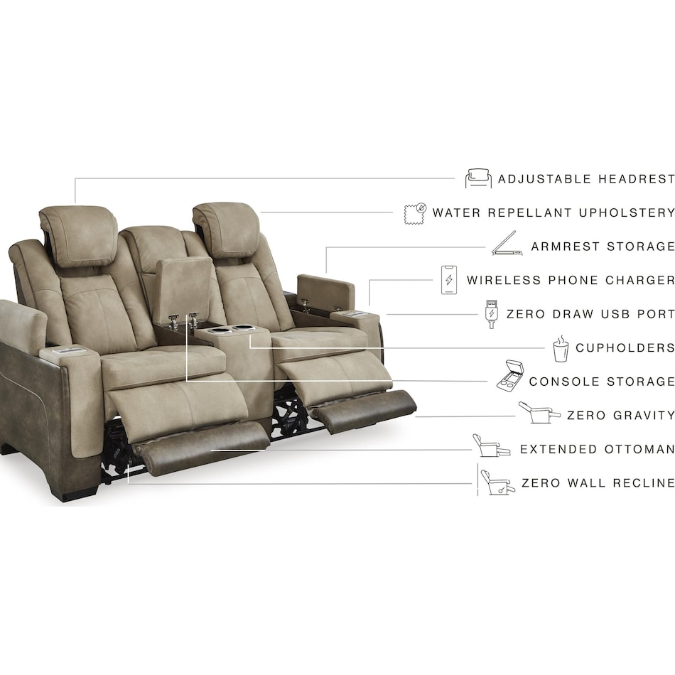 next gen durapella sand power reclining console loveseat   