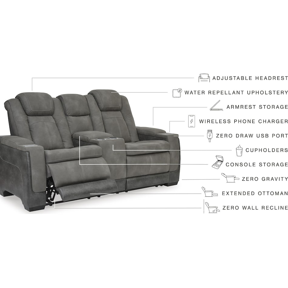 next gen durapella slate power reclining console loveseat   