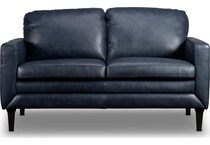 novara navy leather loveseat   