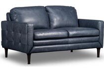 novara navy leather loveseat   