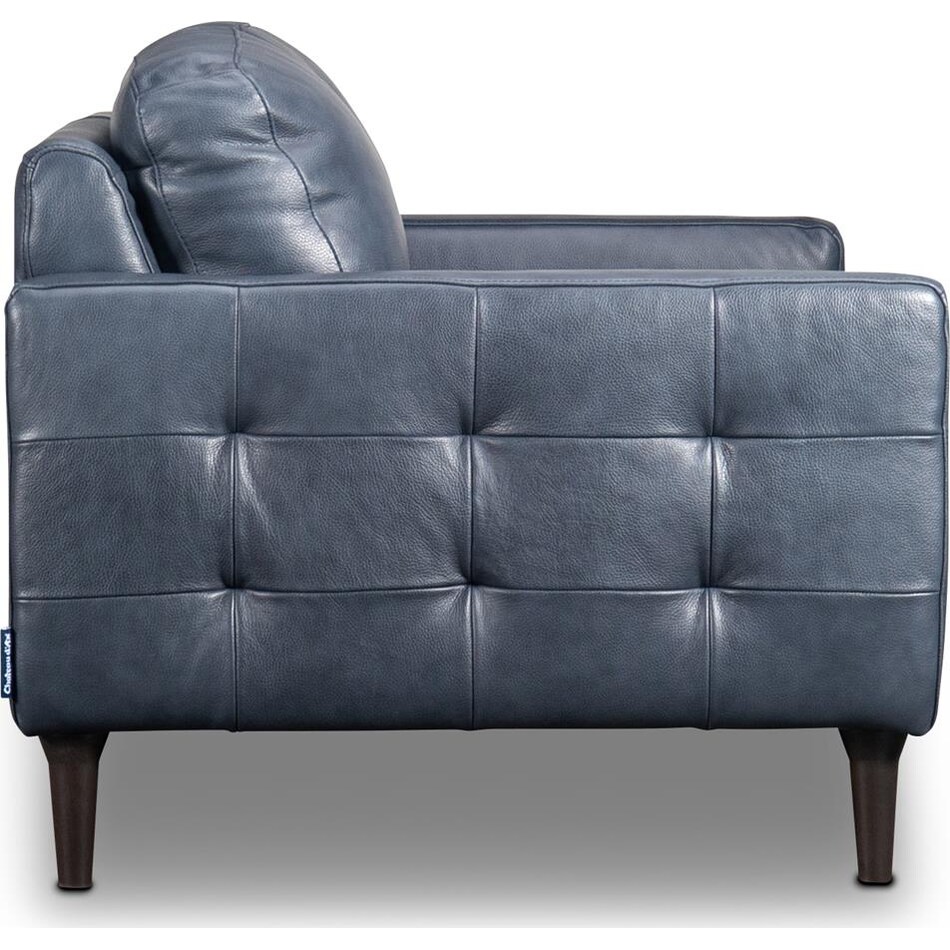 novara navy leather loveseat   