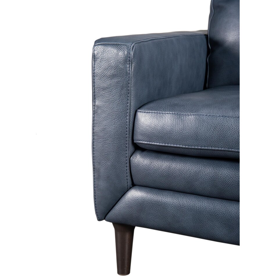 novara navy leather loveseat   