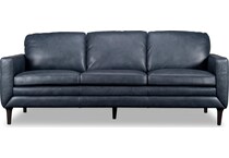 novara navy leather sofa   
