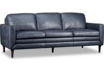 novara navy leather sofa   
