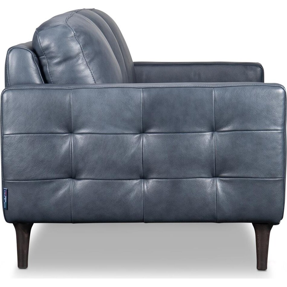 novara navy leather sofa   