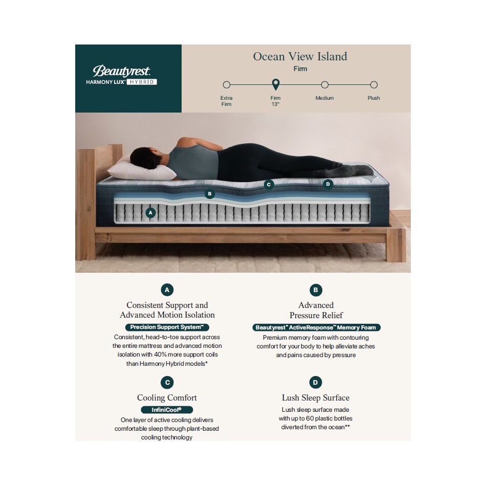 ocean view island firm hybrid mattress twin xl   