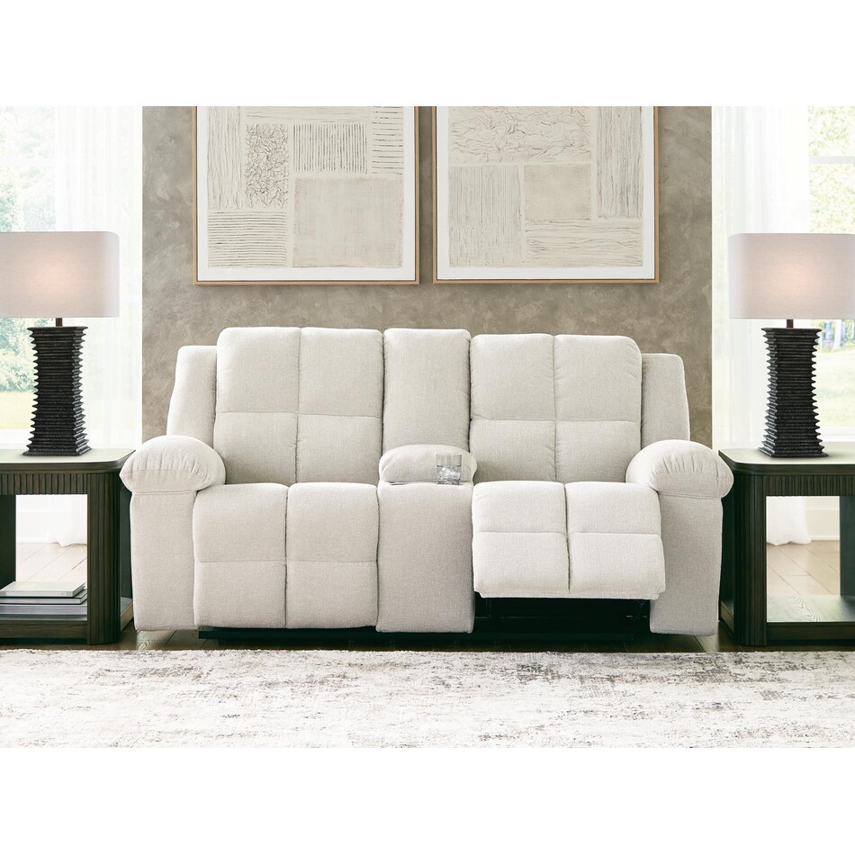 oswald white reclining console loveseat   