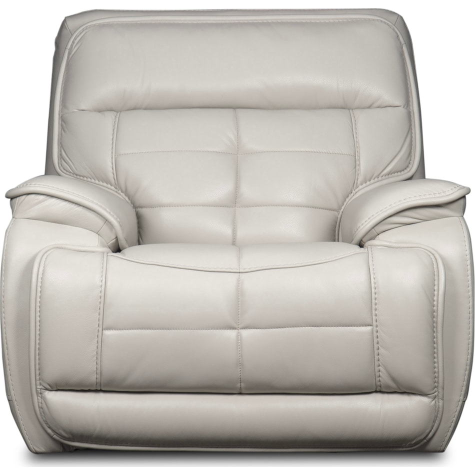 pacific heights light grey power leather recliner   