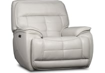 pacific heights light grey power leather recliner   