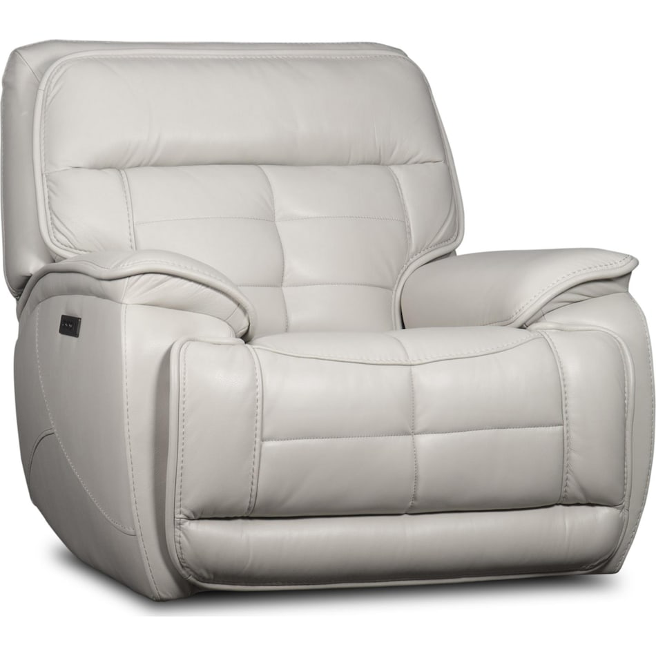 pacific heights light grey power leather recliner   