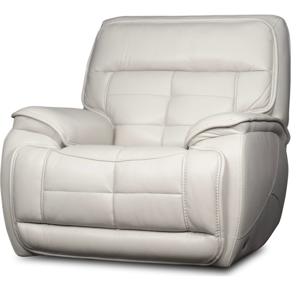 pacific heights light grey power leather recliner   