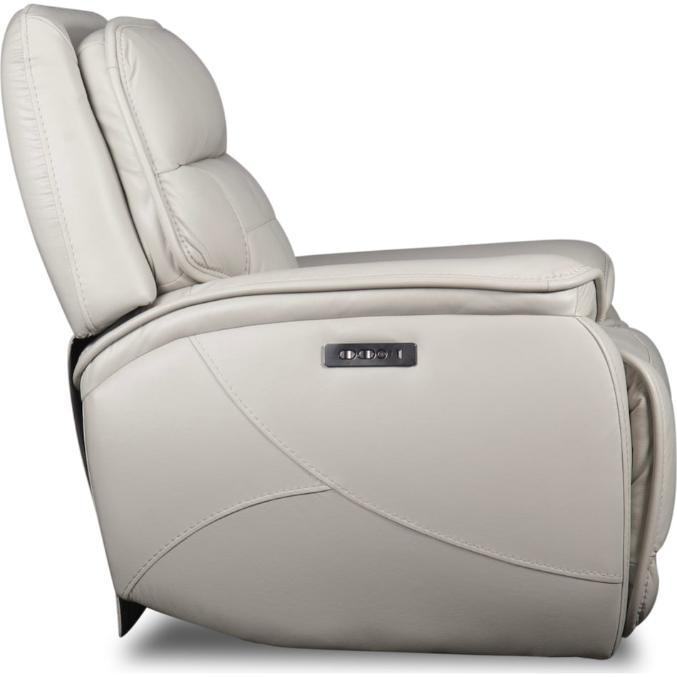 pacific heights light grey power leather recliner   