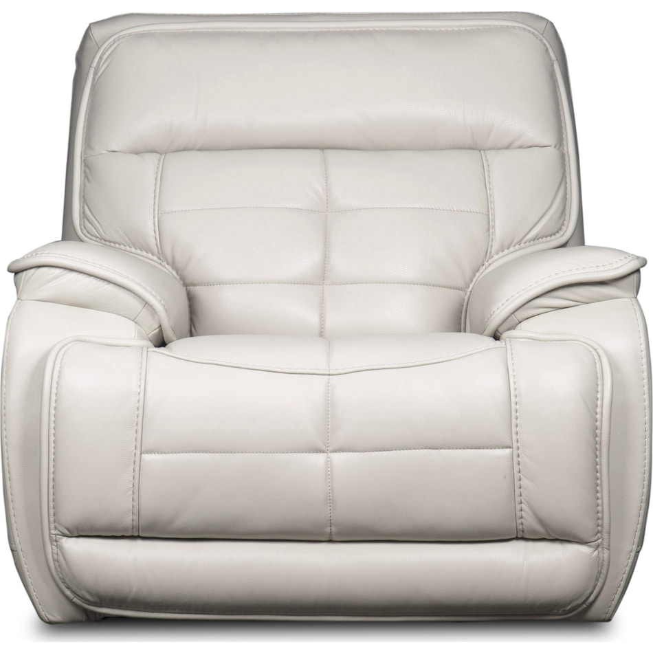 pacific heights light grey power leather recliner   