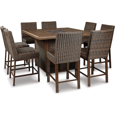 Paradise Trail 5 Piece Outdoor Bar Set - Medium Brown Paradise Trail 5 Piece Outdoor Bar Set - Medium Brown