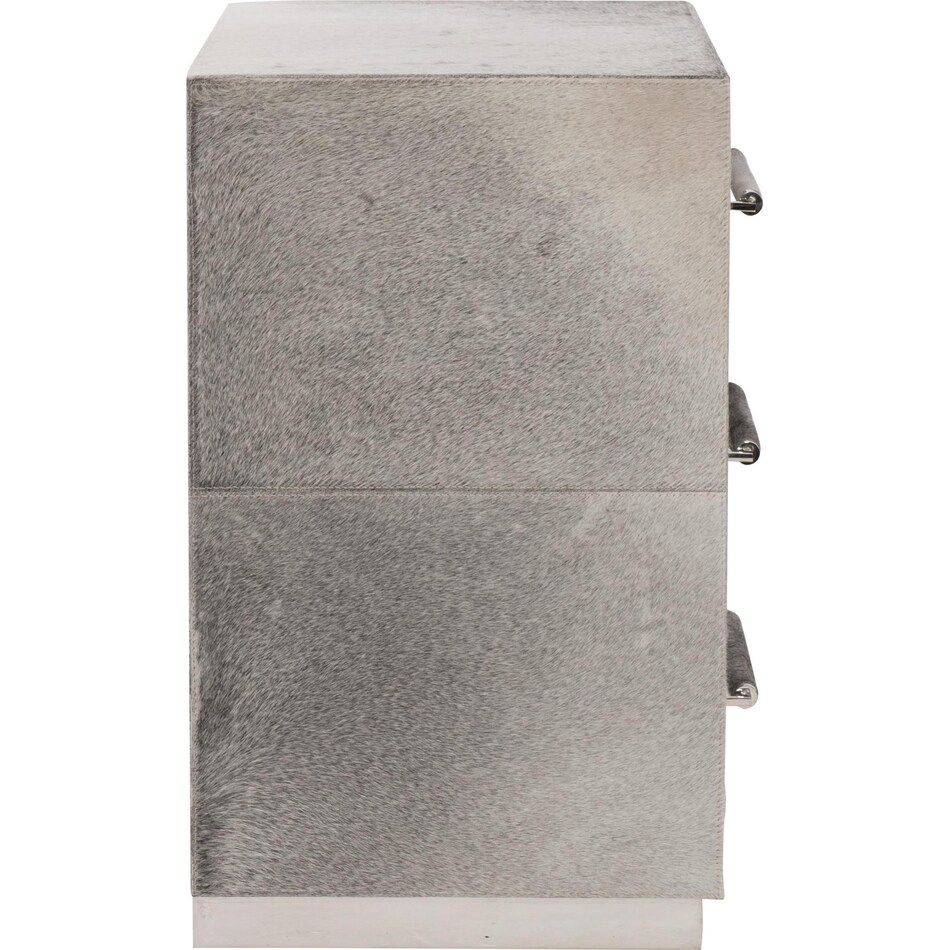 parkin gray hair on hide accent chest   