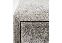 parkin gray hair on hide accent chest   