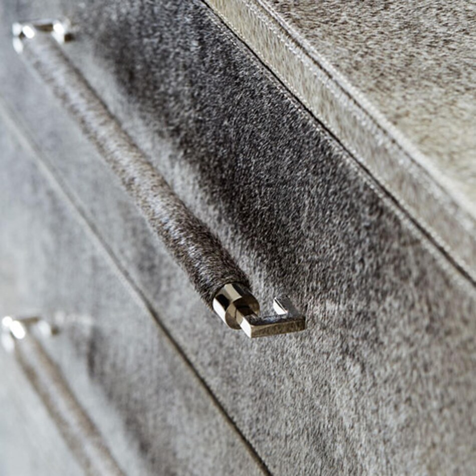 parkin gray hair on hide accent chest   