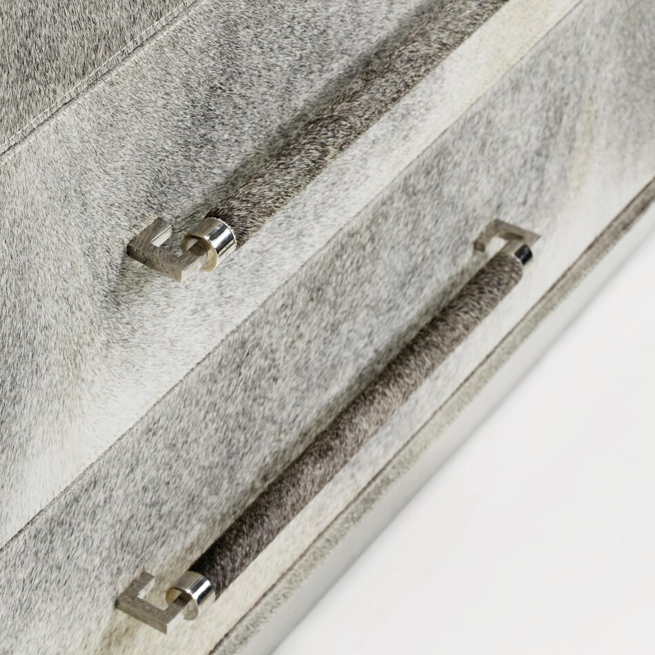 parkin gray hair on hide accent chest   
