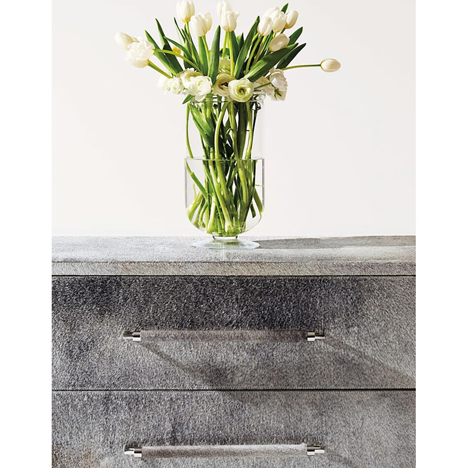 parkin gray hair on hide accent chest   