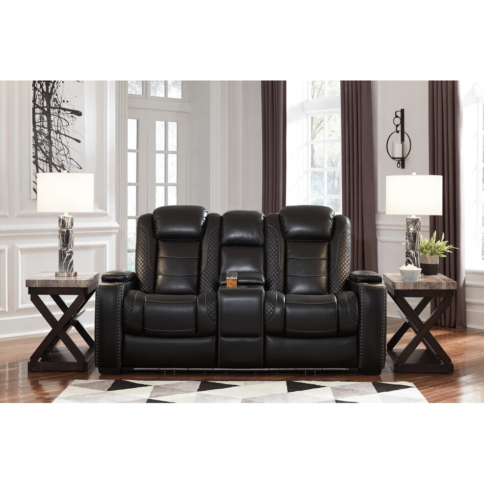 party time black power reclining console loveseat   