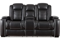 party time midnight power reclining console loveseat   