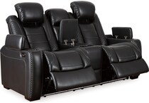 party time midnight power reclining console loveseat   