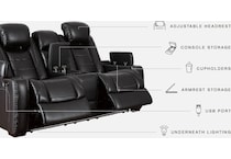 party time midnight power reclining console loveseat   