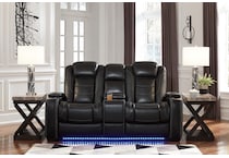 party time midnight power reclining console loveseat   