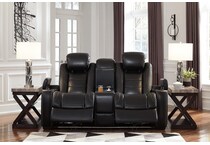 party time midnight power reclining console loveseat   