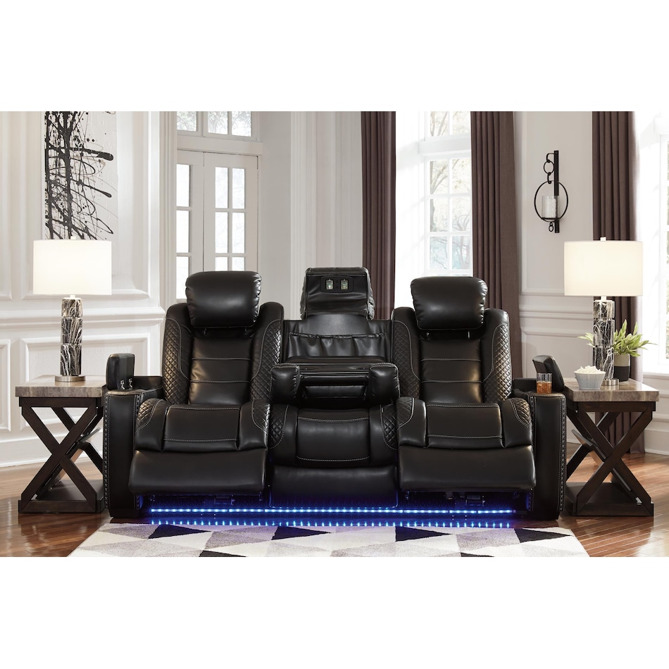 party time midnight power reclining sofa   