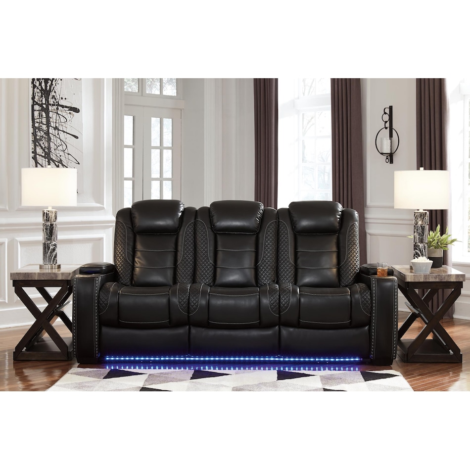 party time midnight power reclining sofa   