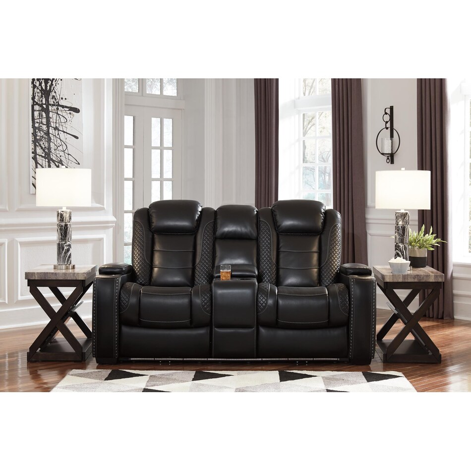 party time power reclining console loveseat   