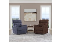 perfect match blue power swivel glider recliner   