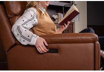 perfect match brown power leather swivel glider recliner   