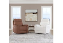 perfect match brown power leather swivel glider recliner   