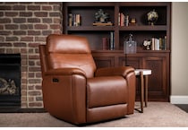 perfect match brown power leather swivel glider recliner   