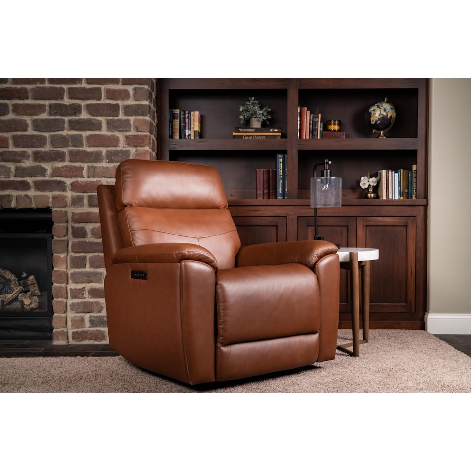 perfect match brown power leather swivel glider recliner   
