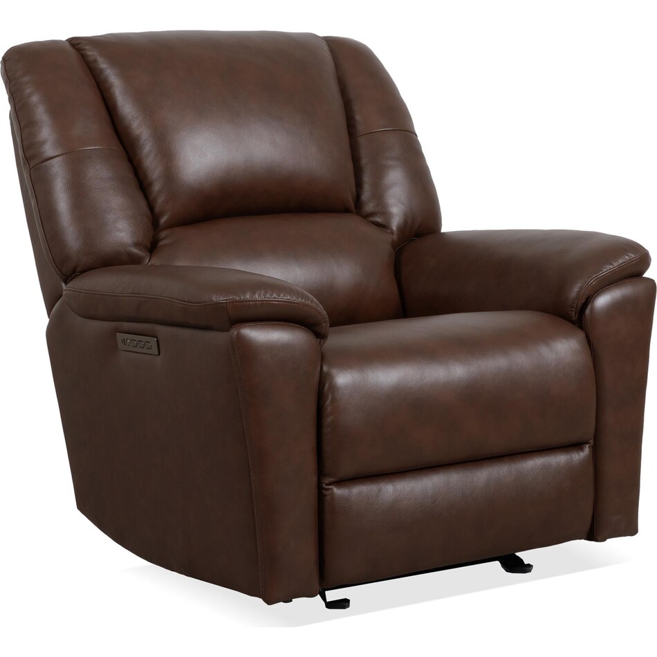 perfect match brown power leather wall recliner   