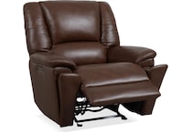 perfect match brown power leather wall recliner   