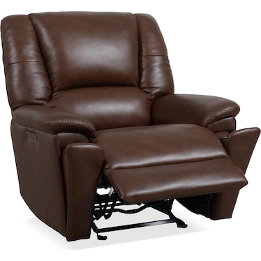 PERFECT MATCH PLUSH MALONEY LEATHER POWER RECLINER BY FLEXSTEEL