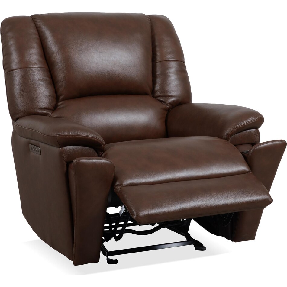 perfect match brown power leather wall recliner   