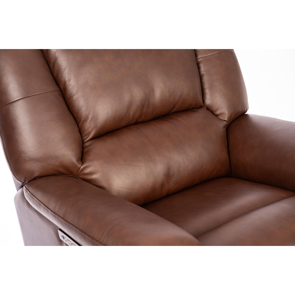 perfect match brown power leather wall recliner   