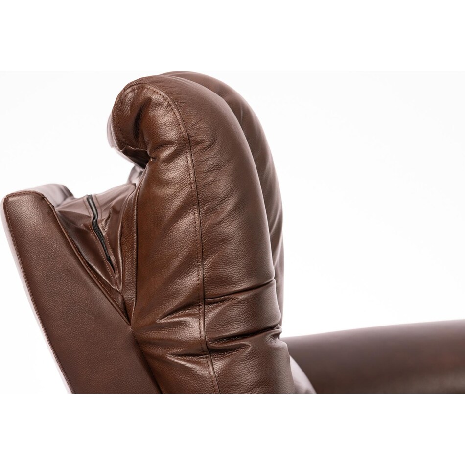 perfect match brown power leather wall recliner   