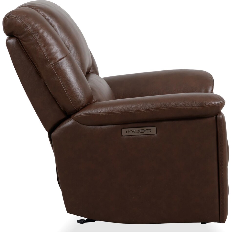 perfect match brown power leather wall recliner   