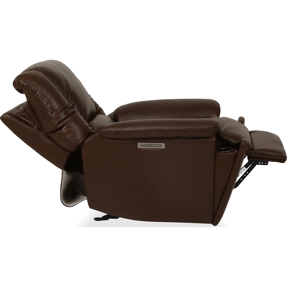 perfect match brown power leather wall recliner   