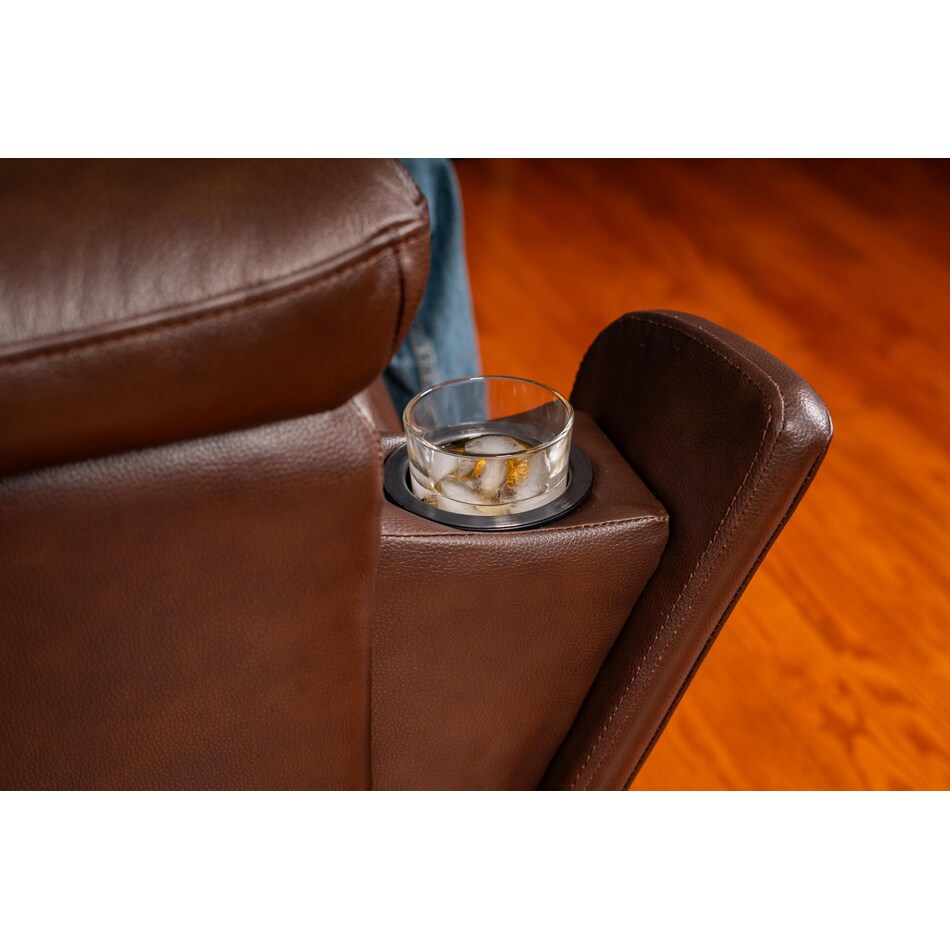 perfect match brown power leather wall recliner   