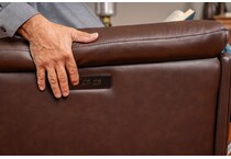 perfect match brown power leather wall recliner   